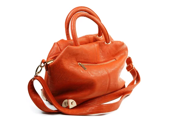 Bolso femenino naranja aislado sobre fondo blanco —  Fotos de Stock