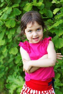 little girl with bruises in the park