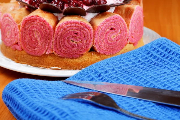 Sockerkaka med bär närbild — Stockfoto