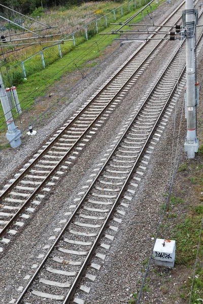 Utsikt över järnvägsspåren ovanifrån — Stockfoto