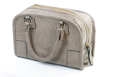 Beyaz arka plan üzerinde izole gri kadın çanta