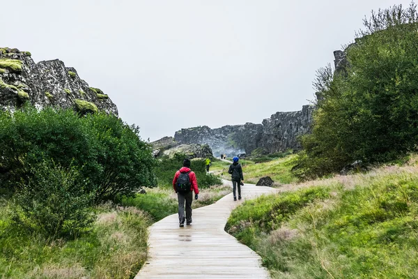 Sendero islandés con turistas —  Fotos de Stock