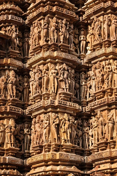 Famous stone carving sculptures of Khajuraho — Stock Photo, Image