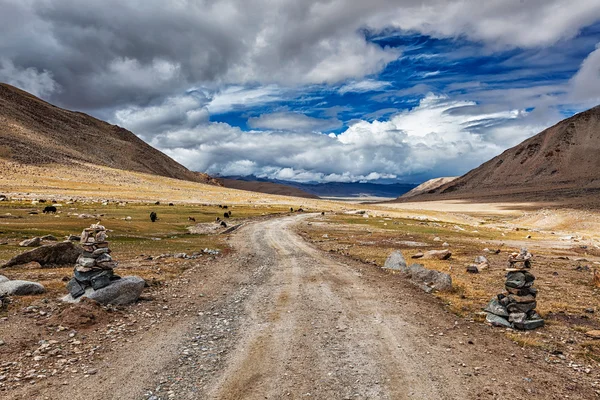 Dirt road in Himalayas — Stock Photo, Image
