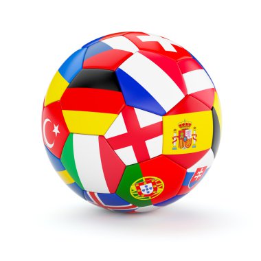 Futbol futbol topuyla Europe ülke bayrakları
