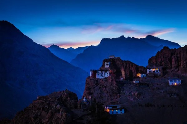 Dhankar gompa in twilight — Stock Photo, Image