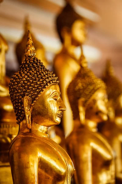 Goldene Buddha-Statuen im buddhistischen Tempel — Stockfoto