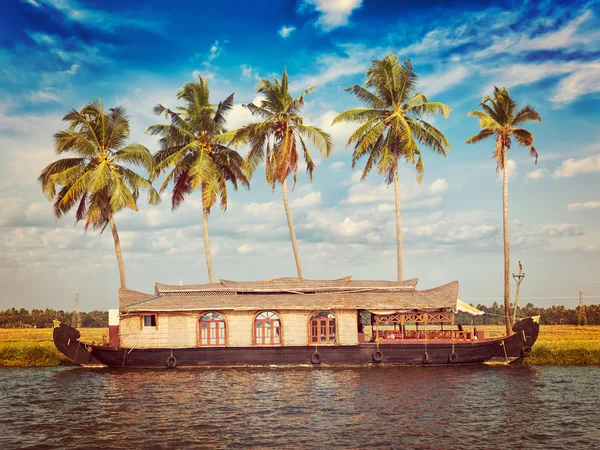 Hausboot auf Kerala Backwaters, Indien — Stockfoto