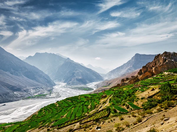 Valle e fiume Spiti in Himalaya — Foto Stock