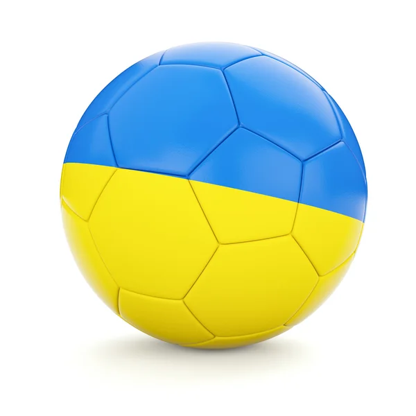 Bola de futebol de futebol com bandeira da Ucrânia — Fotografia de Stock