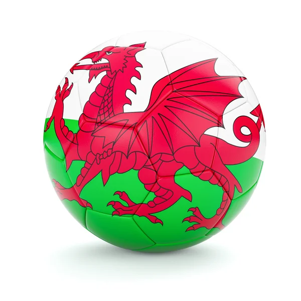 Fußball-ball mit wales flagge — Stockfoto