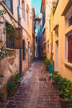 Scenic picturesque streets of Chania venetian town. Chania, Creete, Greece clipart