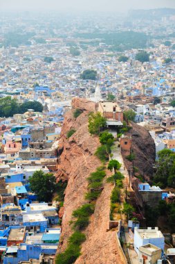 Jodhpur Blue City 'nin havadan görünüşü. Jodphur, Rajasthan, Hindistan