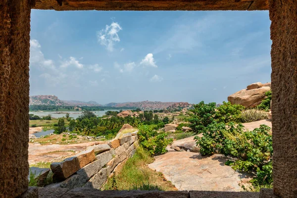 Starověké ruiny Hampi. Sule Bazaar, Hampi, Karnataka, Indie — Stock fotografie