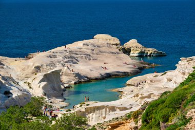Yunanistan 'ın Milos adasındaki ünlü Sarakiniko plajı