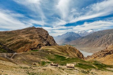 Gete village and Spiti valley in Himalayas. Spiti valley, Himachal Pradesh, India
