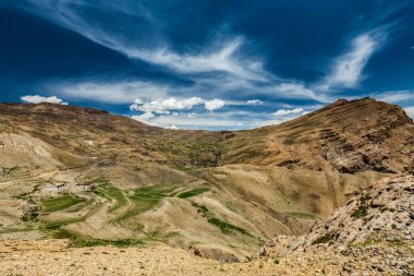 Gete village and Spiti valley in Himalayas. Spiti valley, Himachal Pradesh, India