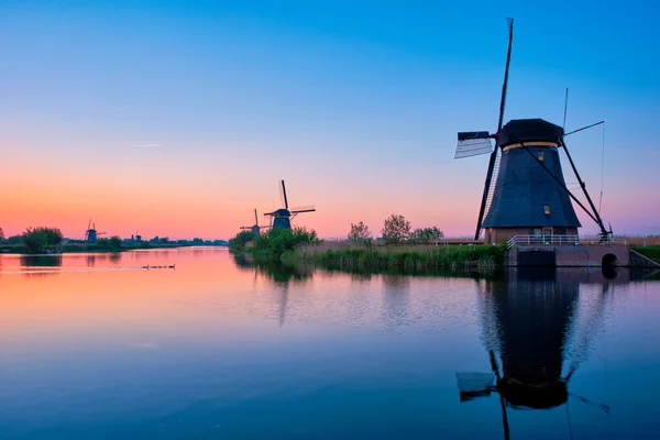 Molinos de viento en Kinderdijk en Holanda. Países Bajos — Foto de Stock