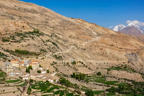 Dhankar gompa monastery and Dhankar village, Spiti valley, Himachal Pradesh, India — Stock Photo, Image