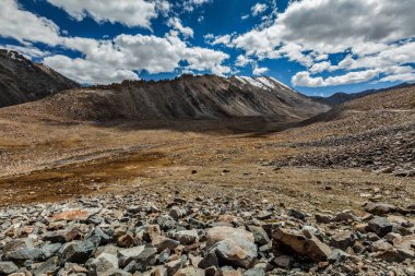 Kardung La Geçidi yakınlarındaki Himalayalar 'ın manzarası. Ladakh, Hindistan