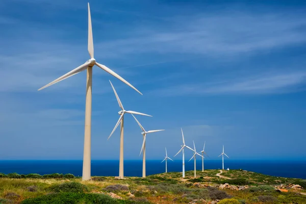 Wind generator turbines. Crete island, Greece — Stock Photo, Image