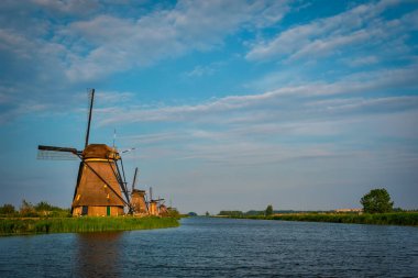 Hollanda 'daki Kinderdijk' te yel değirmenleri. Hollanda