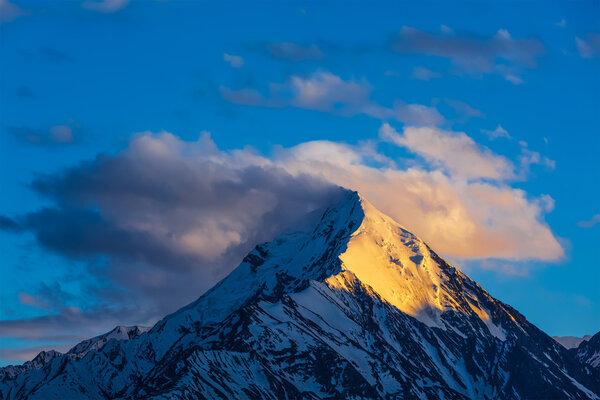 Snowcapped top of mountain in Himalayas