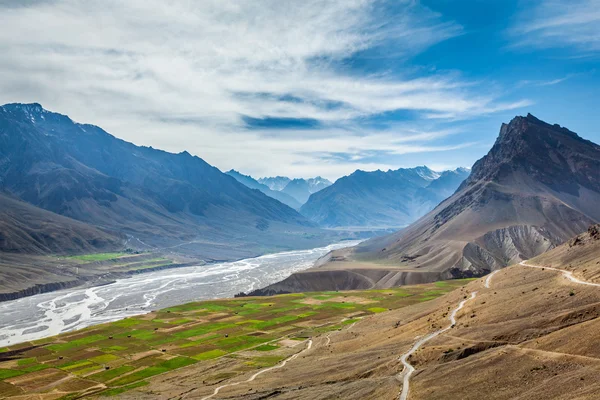 Spiti valley and river in Himalayas — Stock Photo, Image