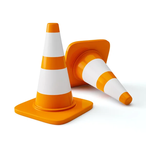 Orange highway traffic construction cones — Stock Photo, Image