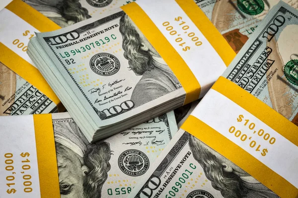 Achtergrond van nieuwe 100 US dollars bankbiljetten rekeningen — Stockfoto