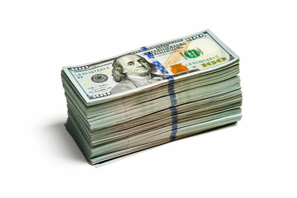 Stack of new 100 US dollars 2013 edition banknote — Stock Photo, Image