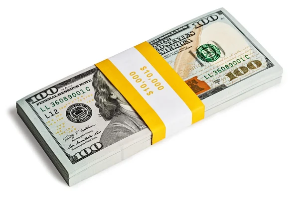 Csomag 100 amerikai dollár 2013-as kiadás bankjegyek — Stock Fotó