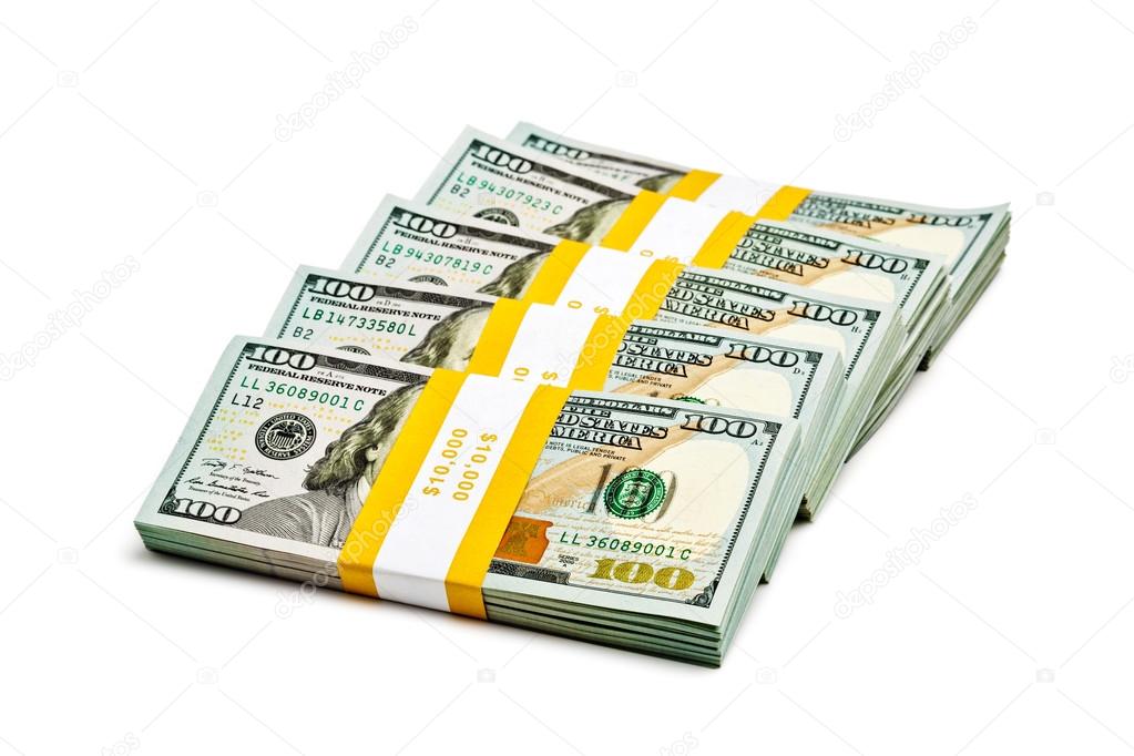 Bundles of 100 US dollars 2013 banknotes bills