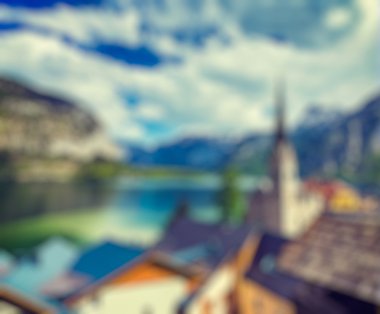 Avusturya bulanık arka plan Hallstatt Köyü