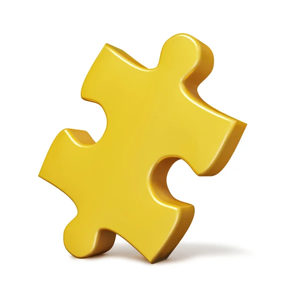 Singolo pezzo puzzle giallo isolato — Foto Stock