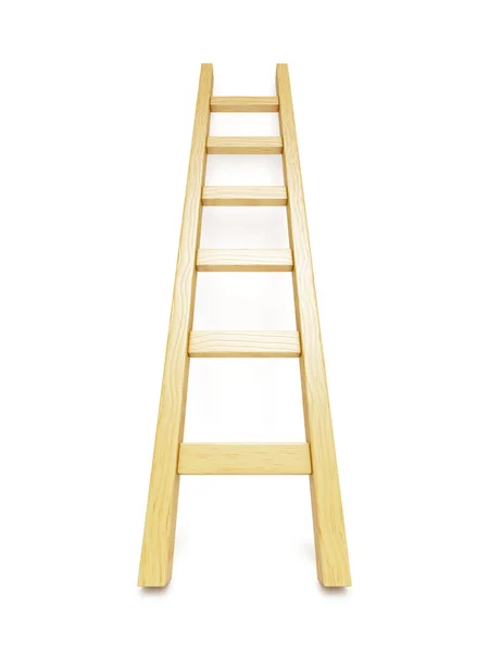 Wooden ladder near white wall — Stock Photo, Image