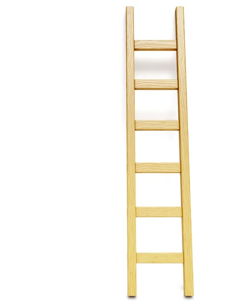 Wooden ladder near white wall — Stock Photo, Image