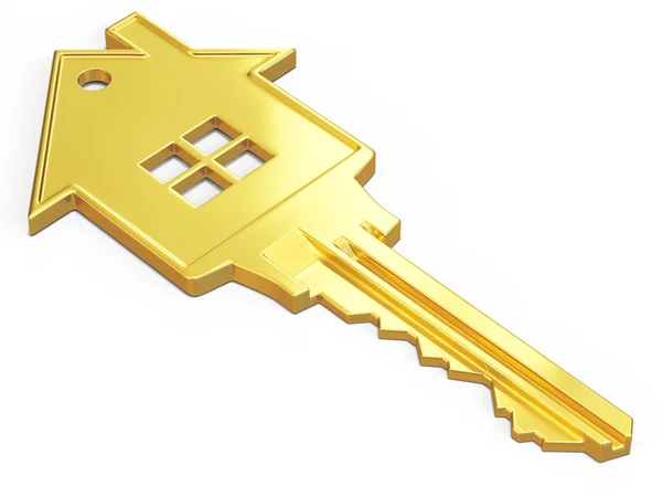 Huis vormige sleutel geïsoleerd op wit — Stockfoto