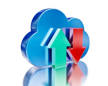 Mavi parlak bulut ve upload okları indir