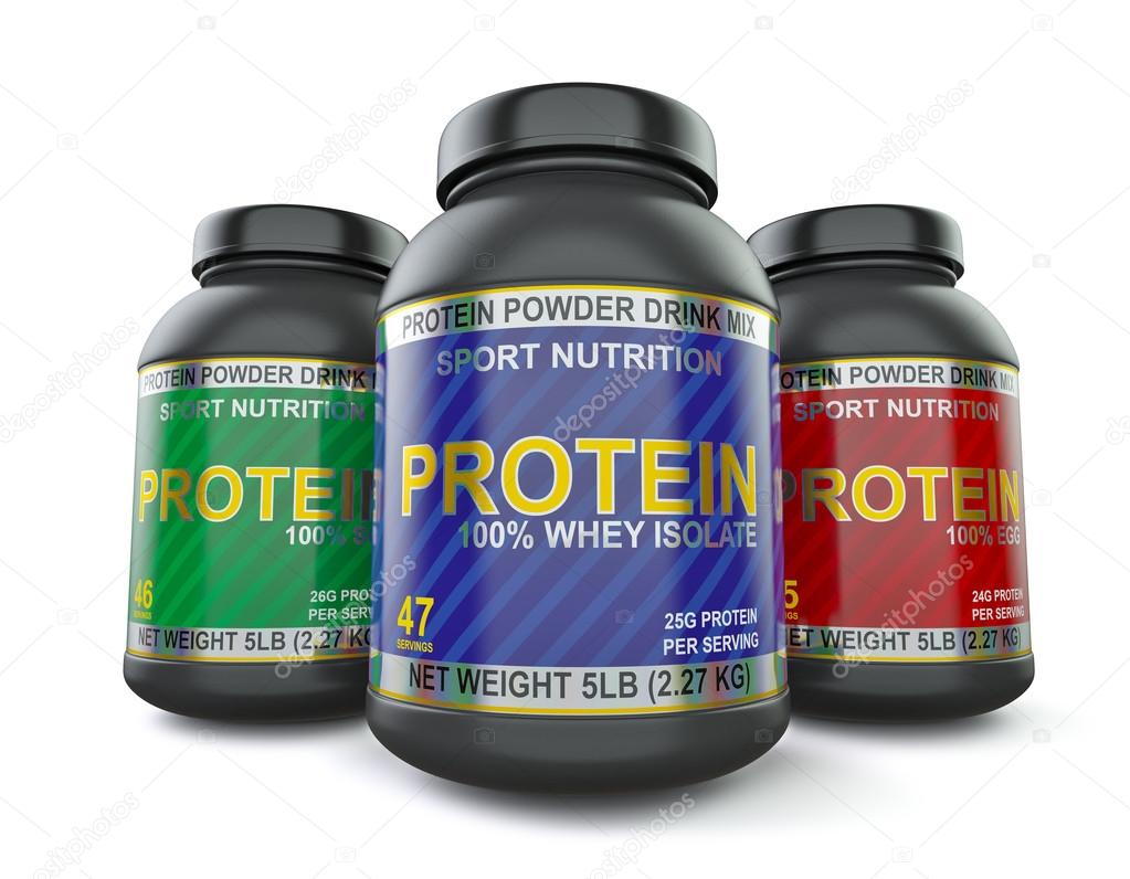 Bodybuilding protein supplements isolated on white