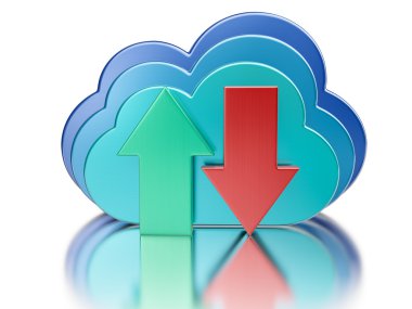 Mavi parlak bulut ve upload okları indir