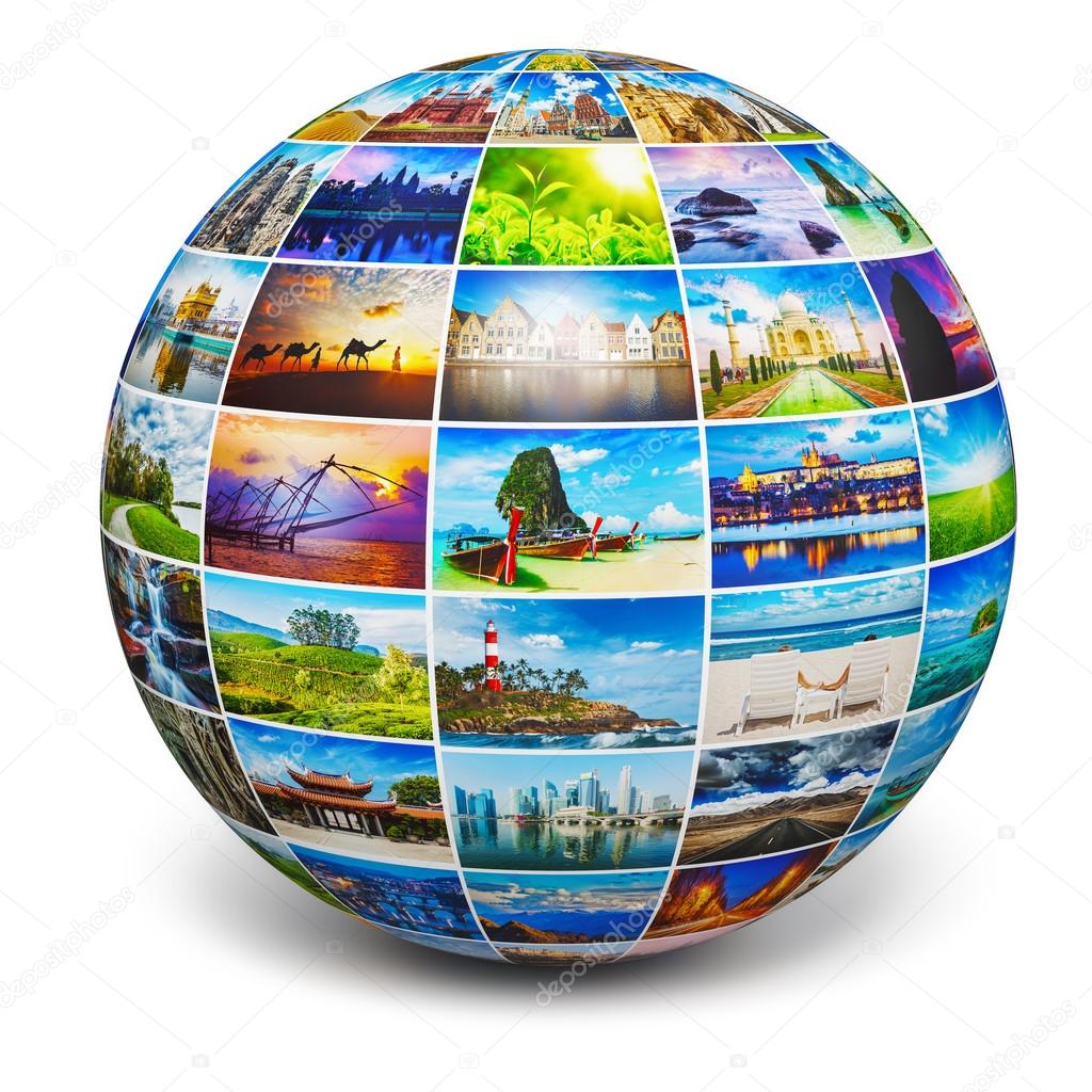 Globe with travel photos