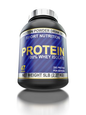 Peynir altı suyu protein kavanoz refle beyaz zemin üzerine izole izole