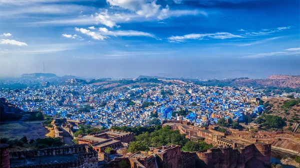 Jodhpur mavi şehir panoraması. Rajasthan, Hindistan — Stok fotoğraf