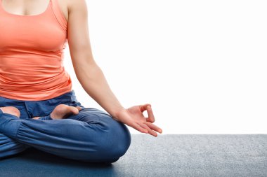 Padmasana Lotus poz yoga asana kadar kapatın