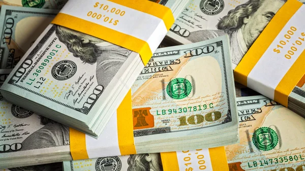 Contexto das novas notas de 100 dólares americanos — Fotografia de Stock