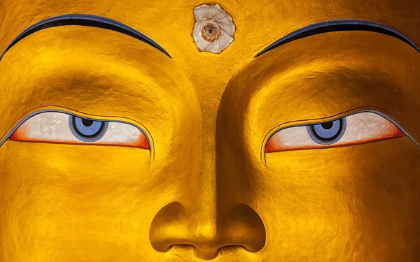Maitreya Buddha Gesicht aus nächster Nähe, Ladakh — Stockfoto