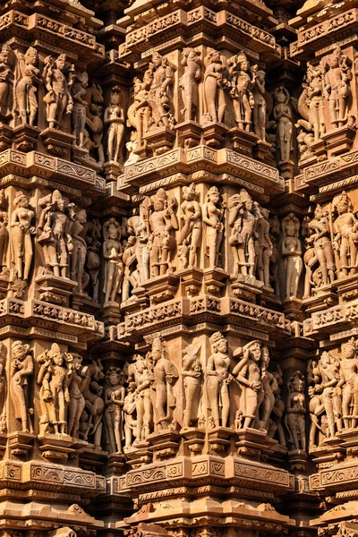Famous stone carving sculptures of Khajuraho — Stock Photo, Image