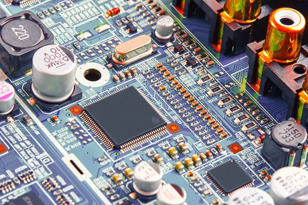 Electronic circuit board close up. — Stock Photo, Image