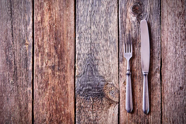 Wood background old cutlery together. — Stock Photo, Image